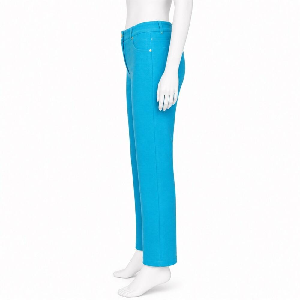 ST. JOHN SPORT By Marie Gray Turquoise Santana Knit Pants Size 10 Gold Button - Picture 5 of 10